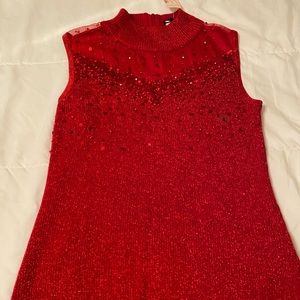 Women’s Red Sequin Sleeveless Top